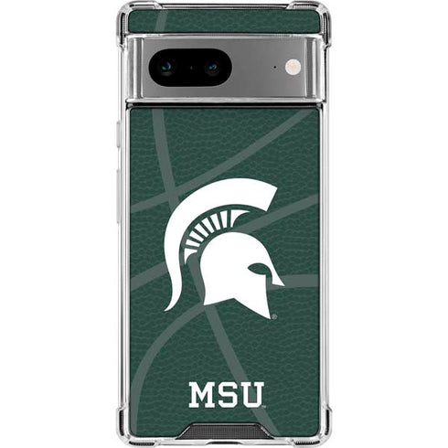 Michigan State University Green Basketball Google Pixel 8a Clear Case
